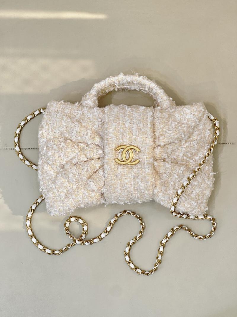 Chanel Mini Tweed Bow Bag Beige AS5849