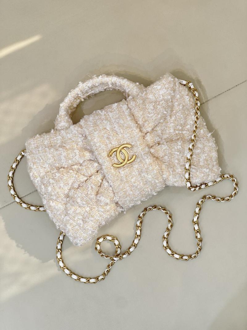Chanel Mini Tweed Bow Bag Beige AS5849