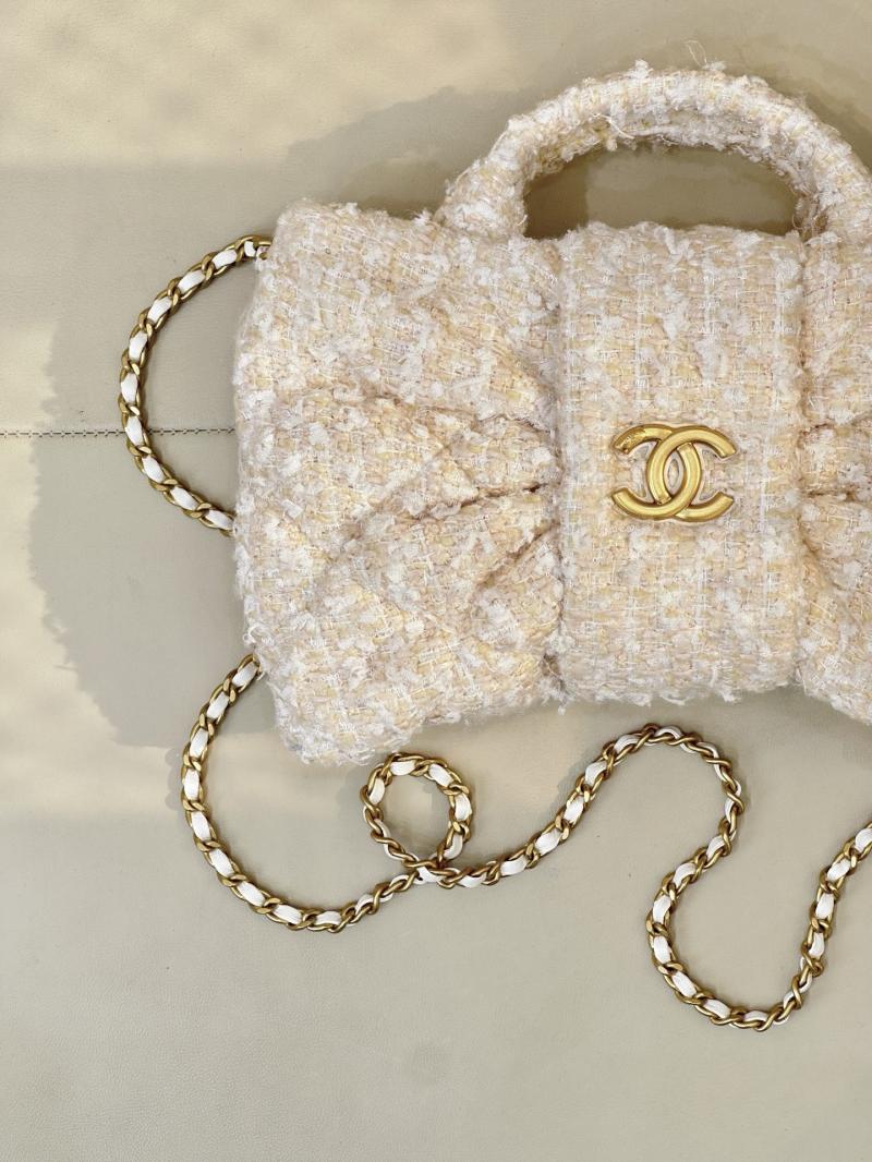 Chanel Mini Tweed Bow Bag Beige AS5849