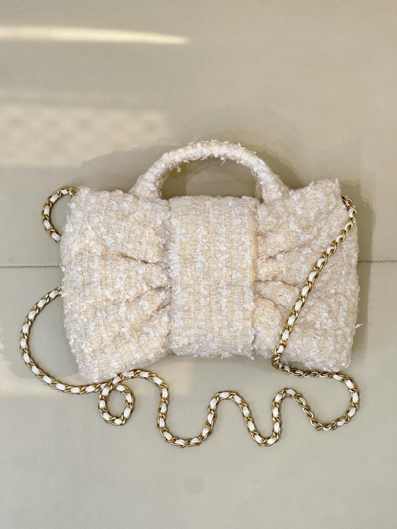 Chanel Mini Tweed Bow Bag Beige AS5849