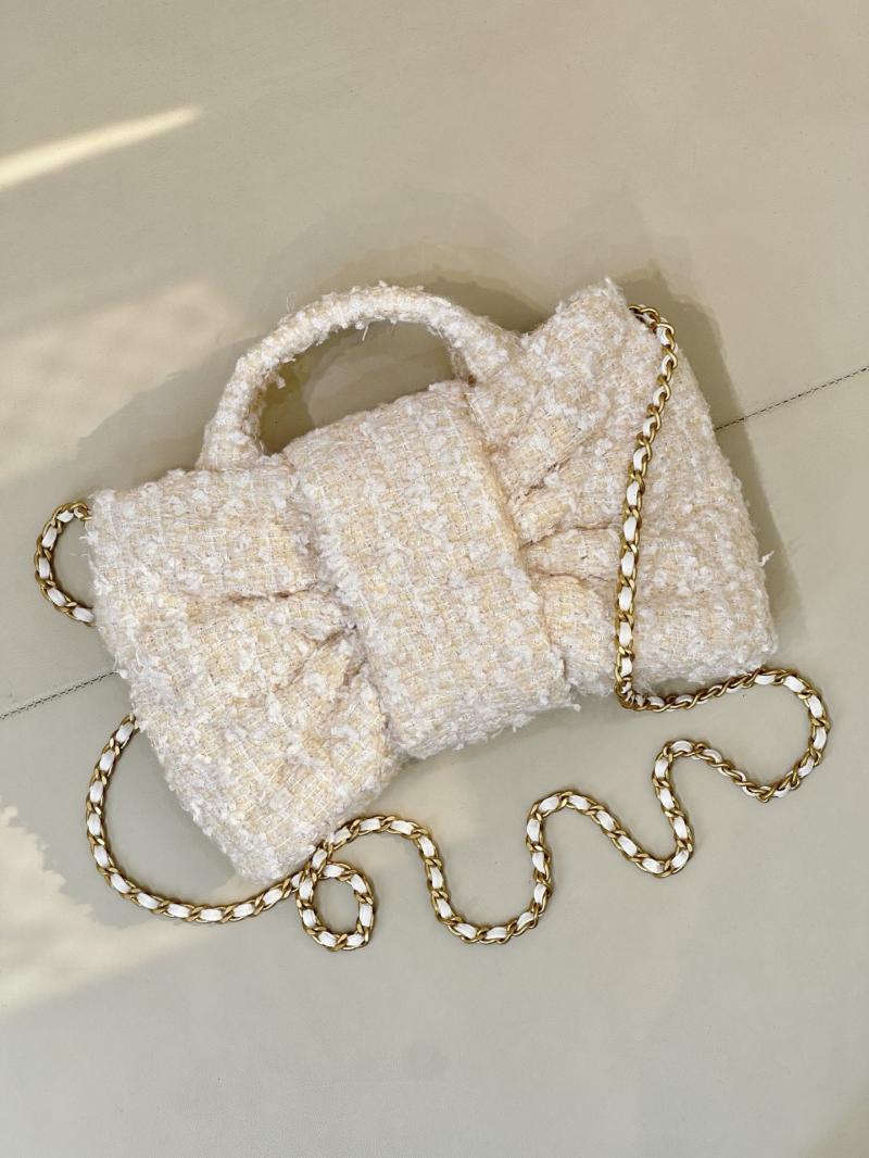 Chanel Mini Tweed Bow Bag Beige AS5849