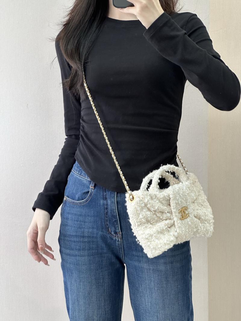 Chanel Mini Tweed Bow Bag Beige AS5849