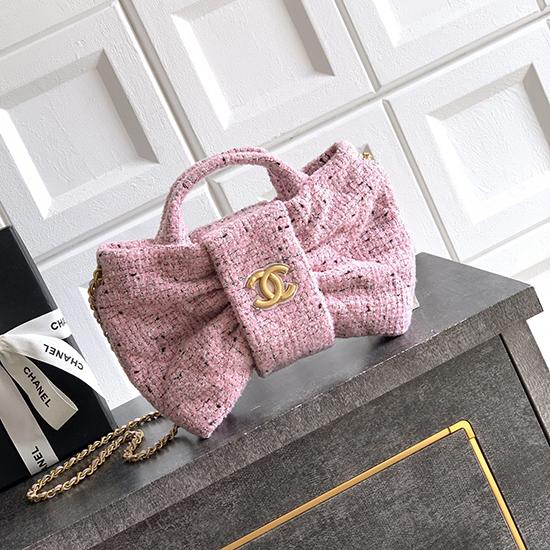 Chanel Mini Tweed Bow Bag Pink AS5849