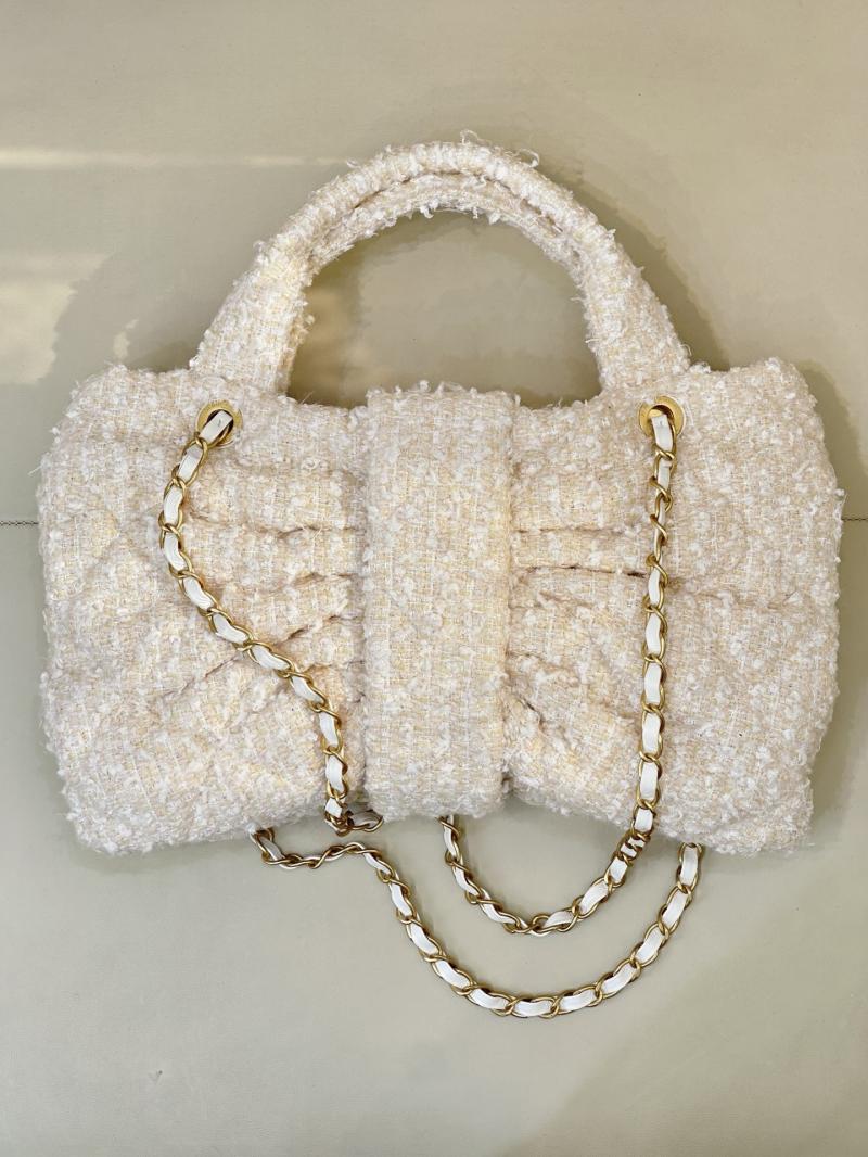 Chanel Tweed Bow bag Beige AS5851