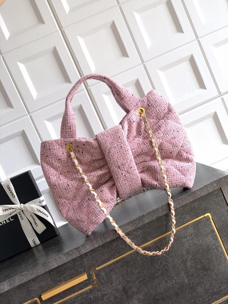 Chanel Tweed Bow bag Pink AS5851