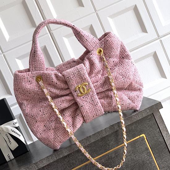 Chanel Tweed Bow bag Pink AS5851
