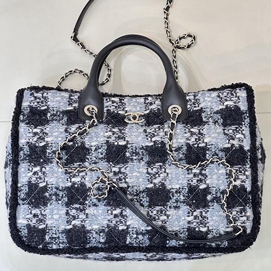 Chanel Tweed Shopping Bag Black AS5689 Chanel Tweed Shopping Bag Black AS5689