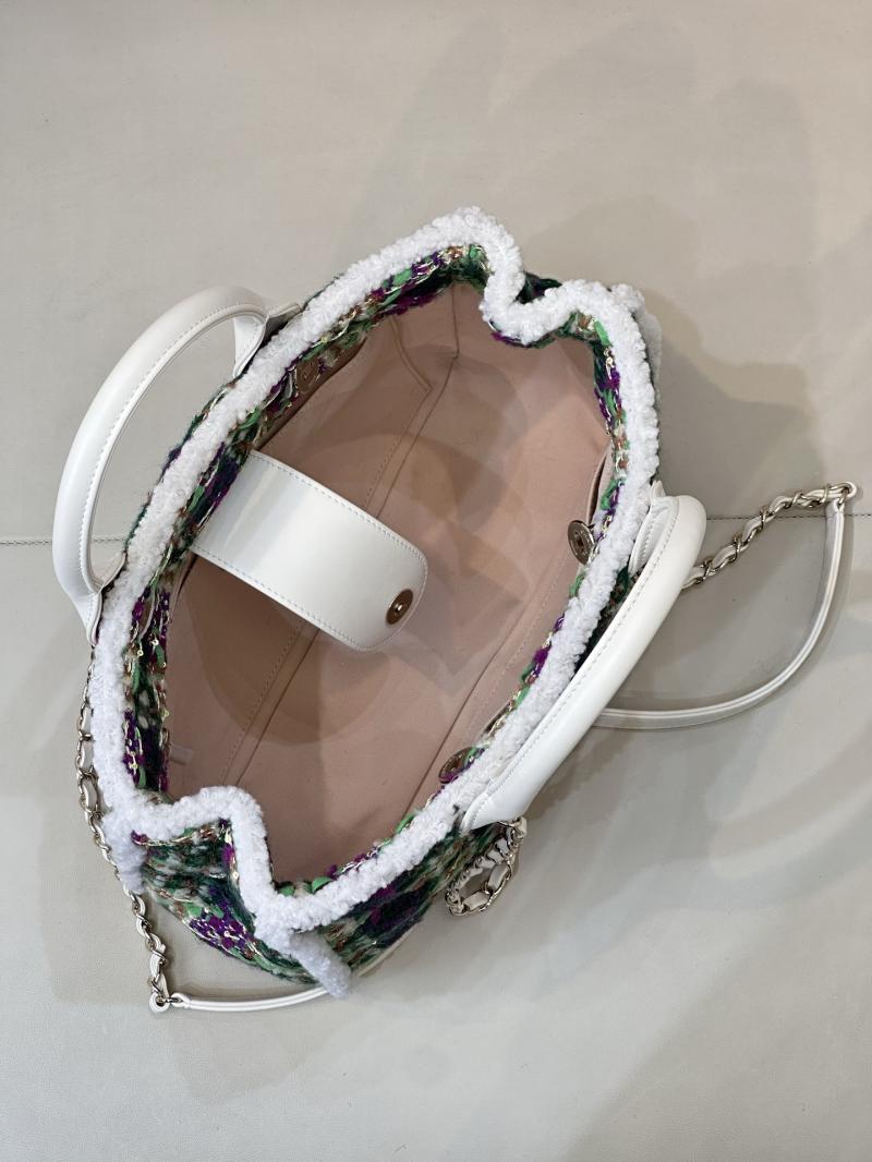 Chanel Tweed Small Tote Green AS5688