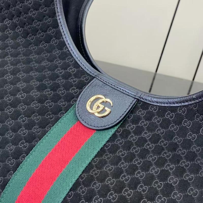 Gucci Suede Giglio Large Tote bag Black 853971