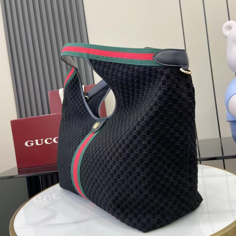 Gucci Suede Giglio Large Tote bag Black 853971