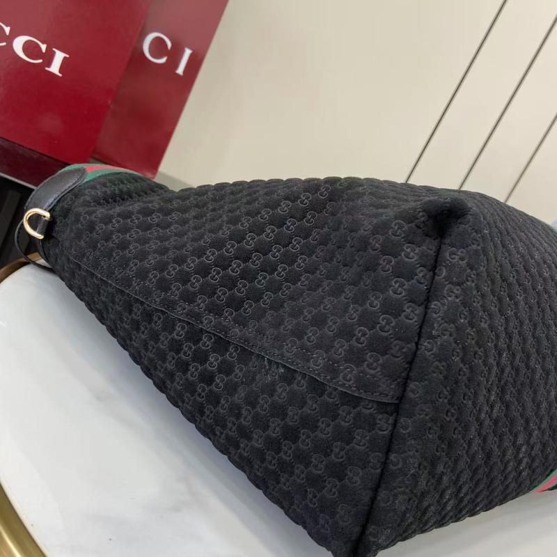 Gucci Suede Giglio Large Tote bag Black 853971