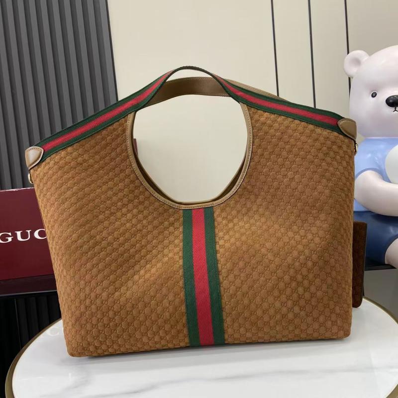 Gucci Suede Giglio Large Tote bag Brown 853971