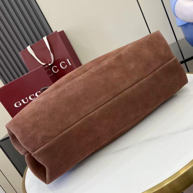 Gucci Suede Softbit maxi shoulder bag Dark Brown ‎837466