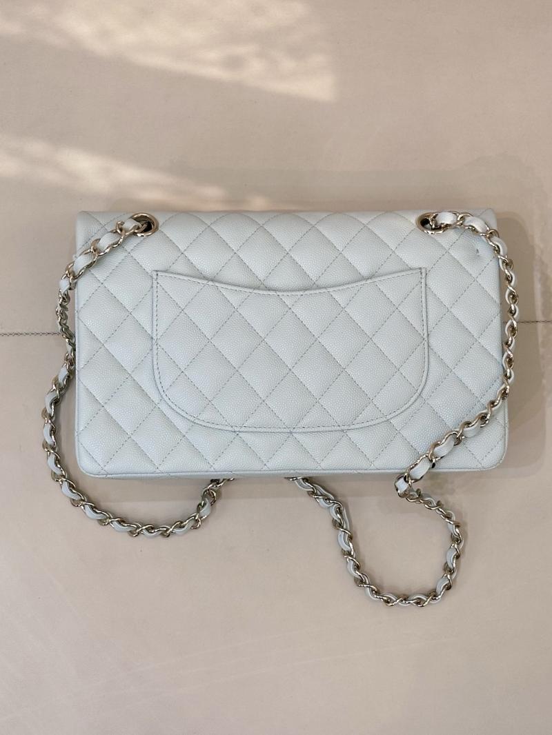 Medium Chanel Grained Calfskin Flap Bag Light Blue A01112