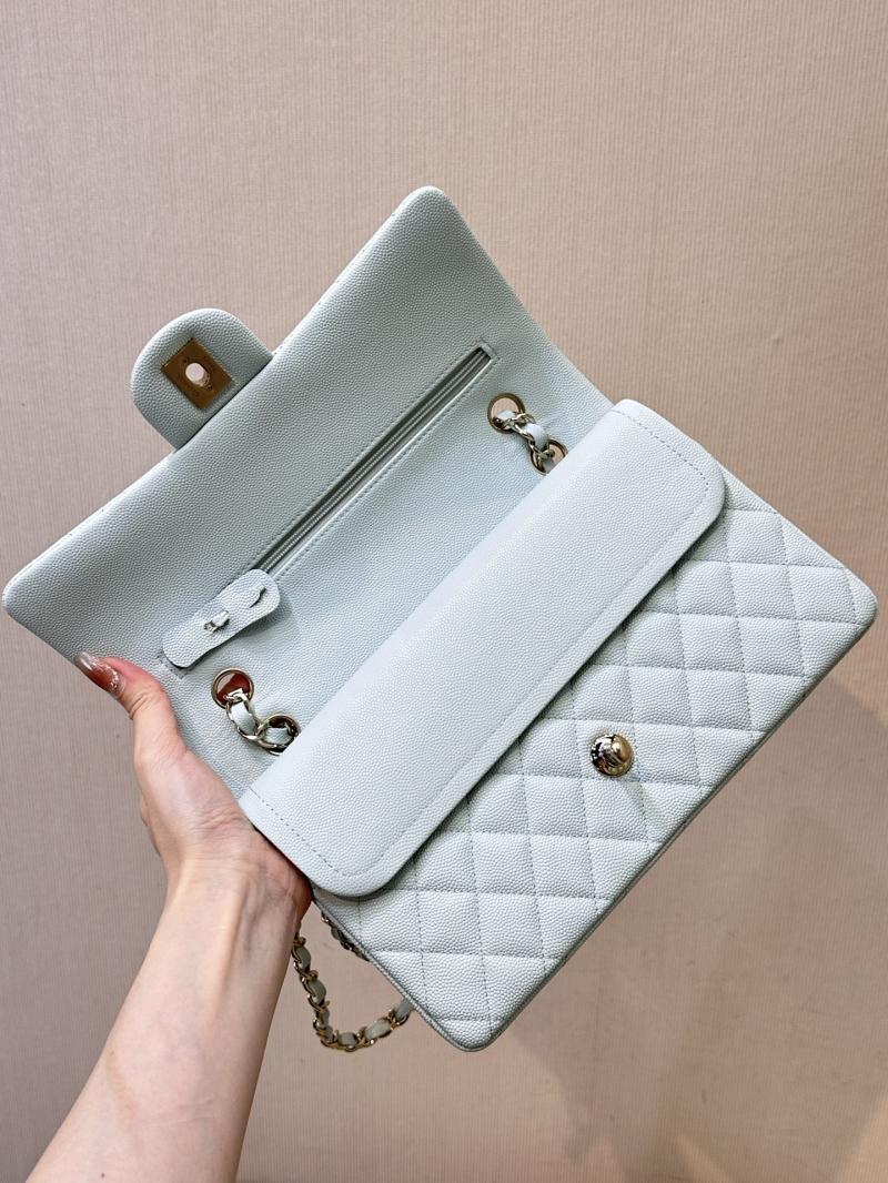 Medium Chanel Grained Calfskin Flap Bag Light Blue A01112