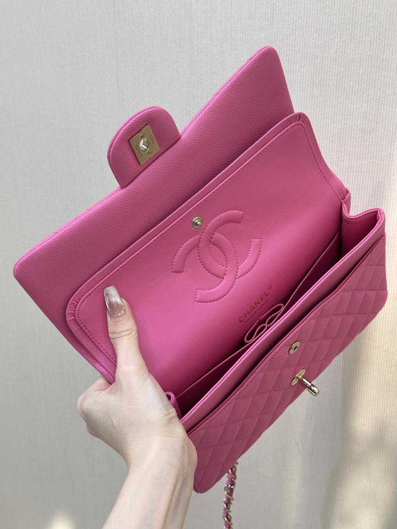 Medium Chanel Grained Calfskin Flap Bag Rose A01112
