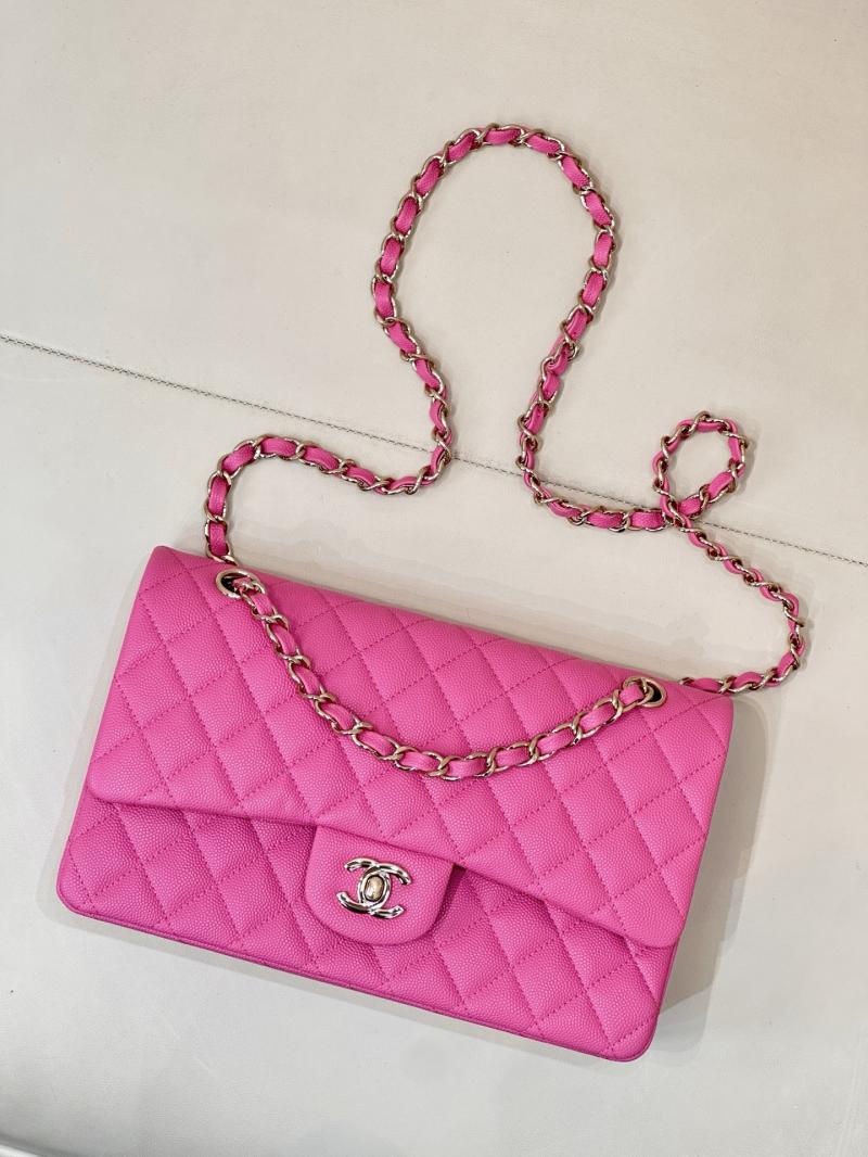 Medium Chanel Grained Calfskin Flap Bag Rose A01112