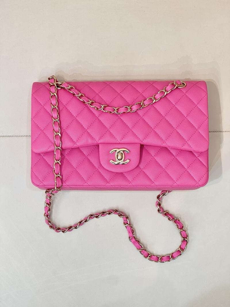 Medium Chanel Grained Calfskin Flap Bag Rose A01112