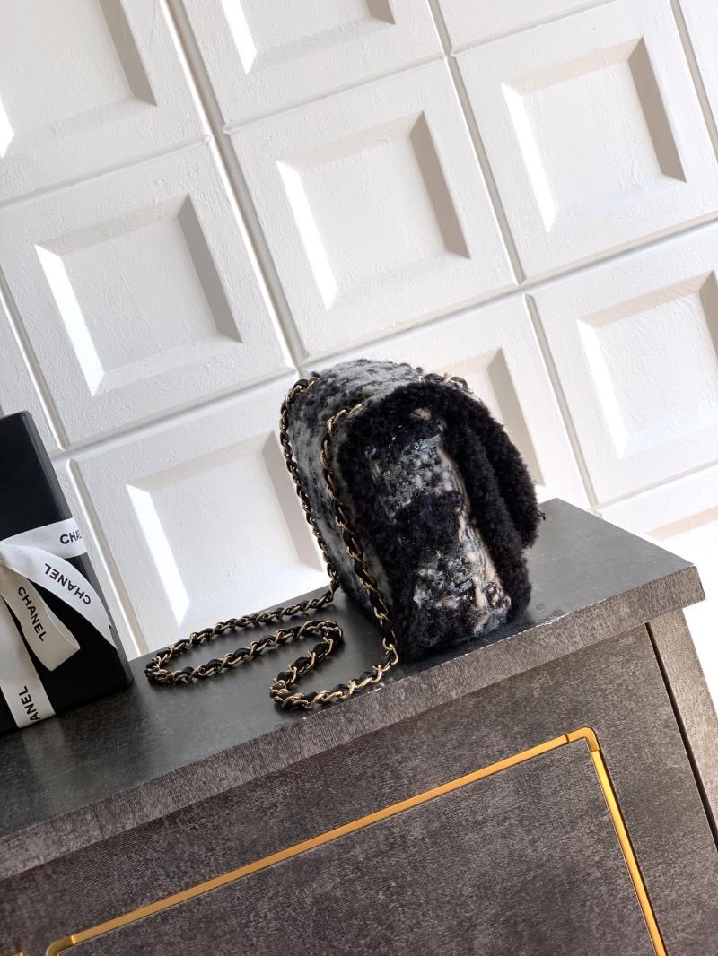 Medium Chanel Tweed Flap Bag A01112 Black