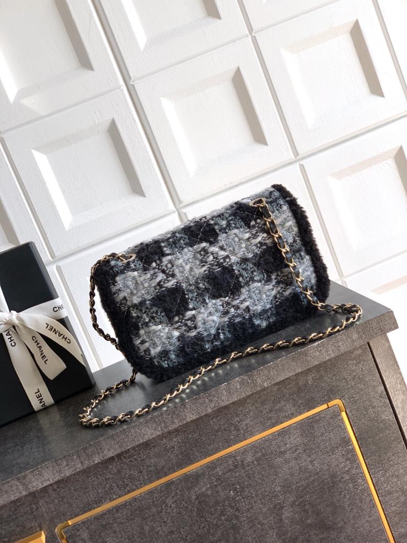 Medium Chanel Tweed Flap Bag A01112 Black