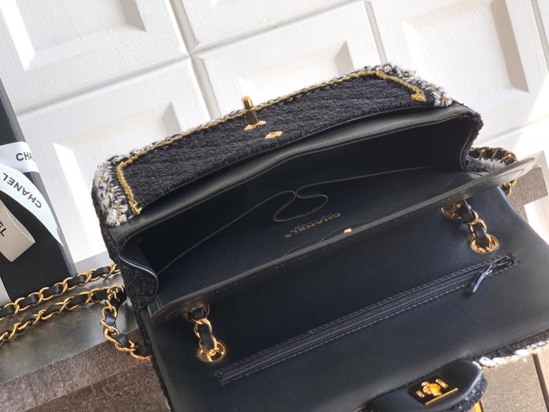 Medium Chanel Tweed Flap Bag Black A01112