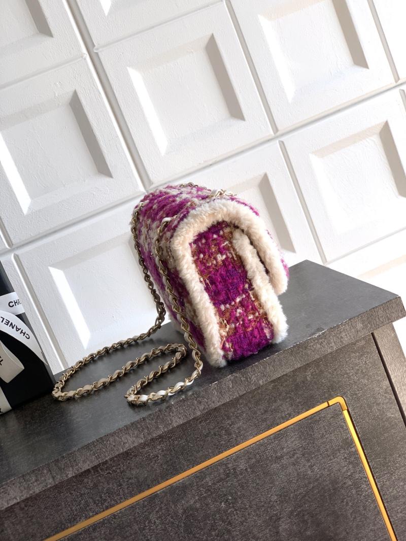 Medium Chanel Tweed Flap Bag Pink A01112