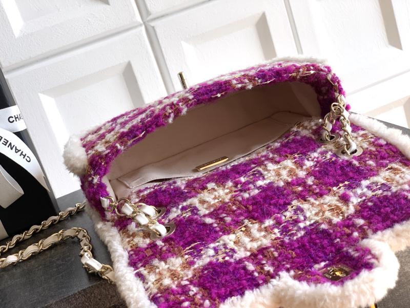 Medium Chanel Tweed Flap Bag Pink A01112