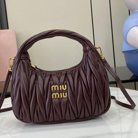 Miu Miu Wander Hobo Bag Burgundy 5BC125