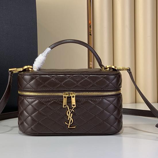 Saint Laurent Lambskin Gaby Vanity Bag Coffee 766731 Saint Laurent Lambskin Gaby Vanity Bag Coffee 766731