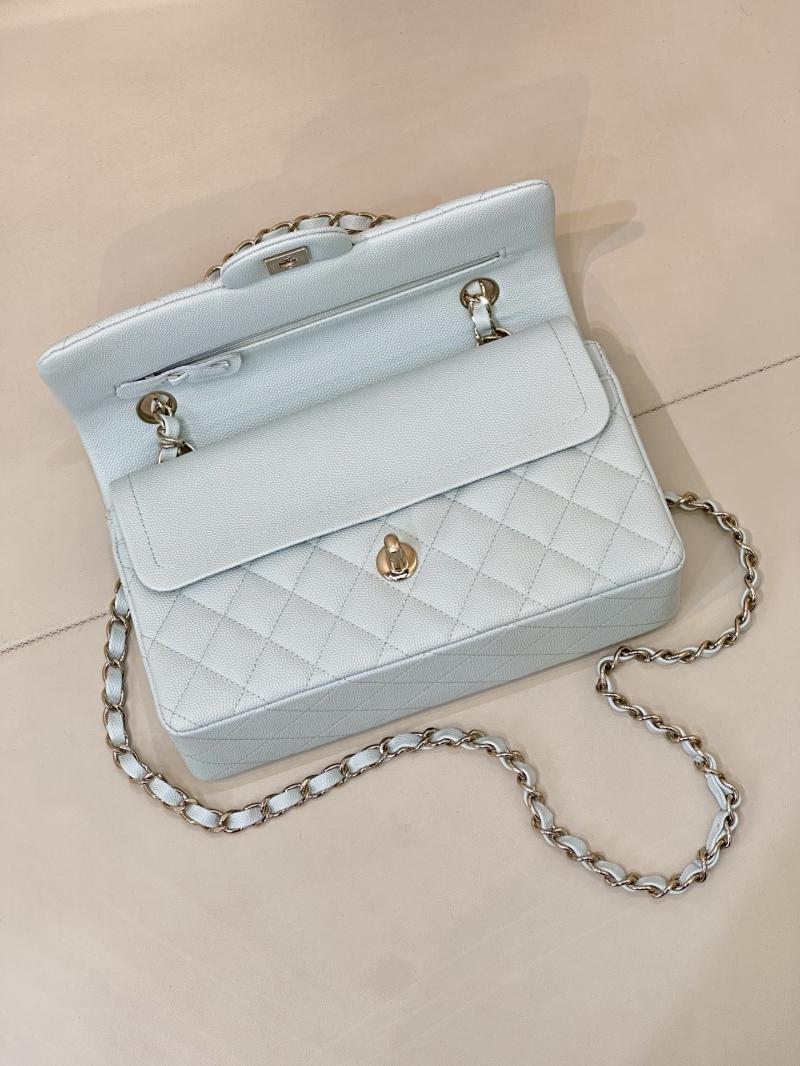 Small Chanel Grained Calfskin Flap Bag Light Blue A01117