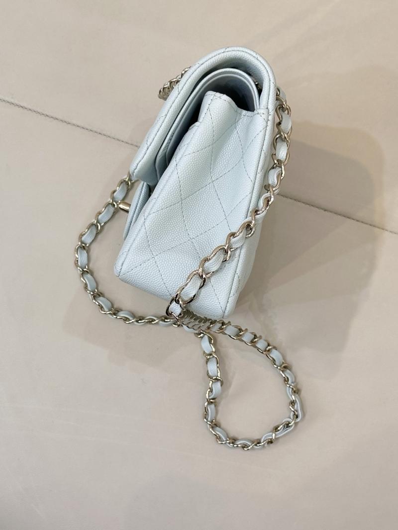 Small Chanel Grained Calfskin Flap Bag Light Blue A01117