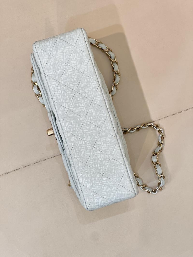 Small Chanel Grained Calfskin Flap Bag Light Blue A01117