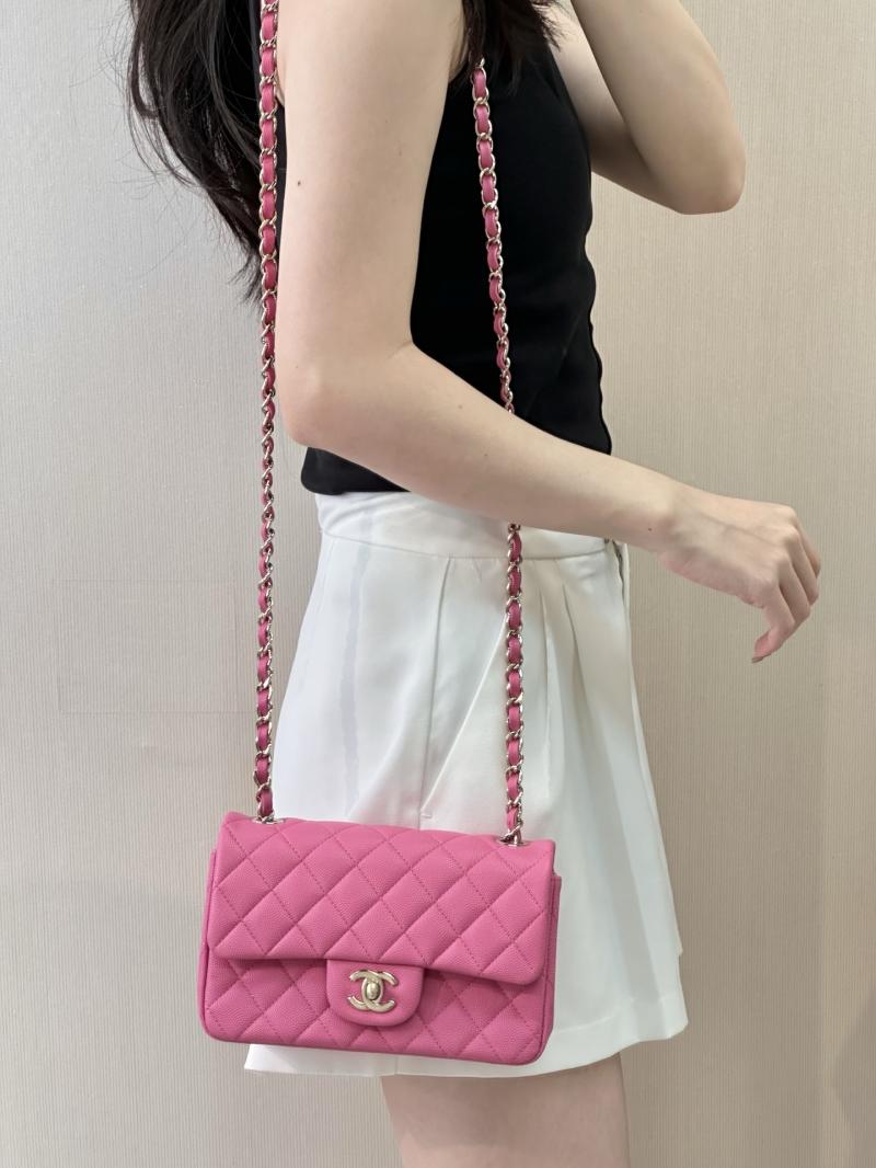 Small Chanel Grained Calfskin Flap Bag Peach A01116