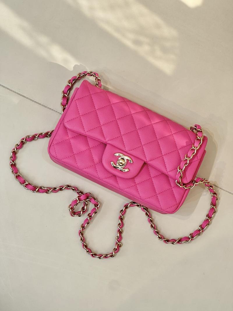 Small Chanel Grained Calfskin Flap Bag Peach A01116