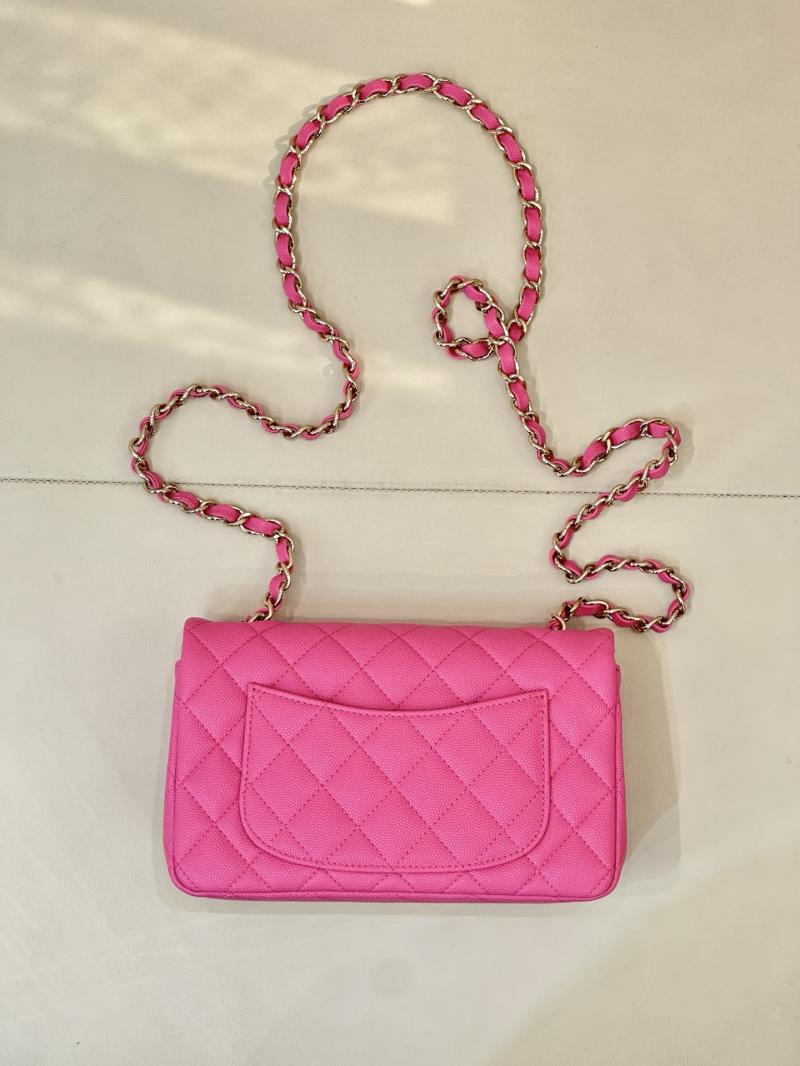 Small Chanel Grained Calfskin Flap Bag Peach A01116