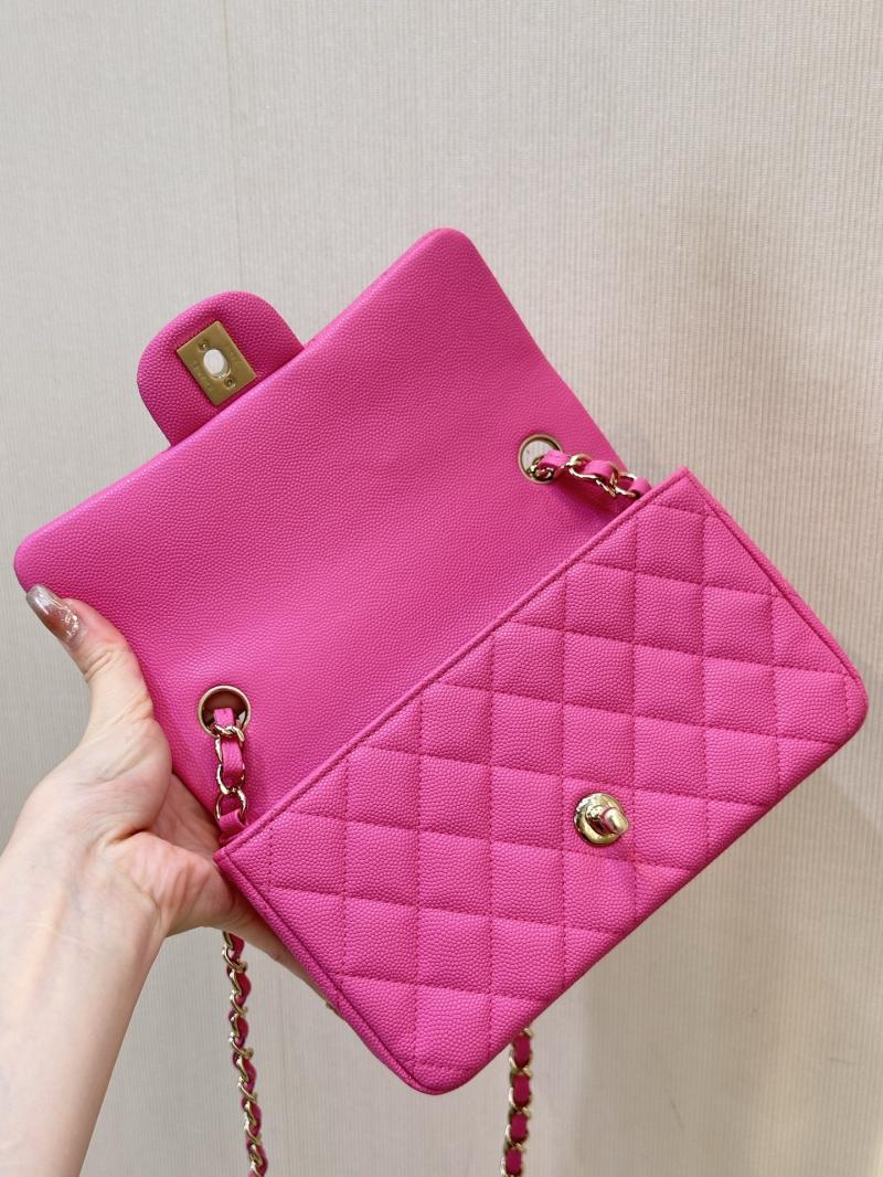 Small Chanel Grained Calfskin Flap Bag Peach A01116