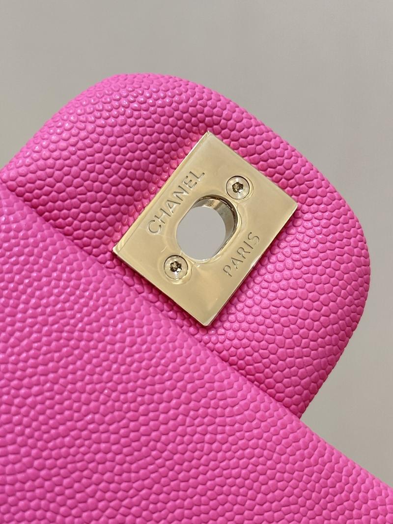 Small Chanel Grained Calfskin Flap Bag Peach A01116