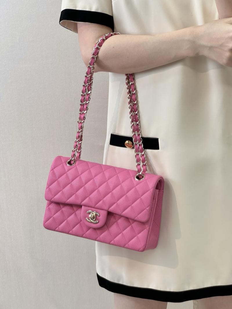 Small Chanel Grained Calfskin Flap Bag Rose A01117