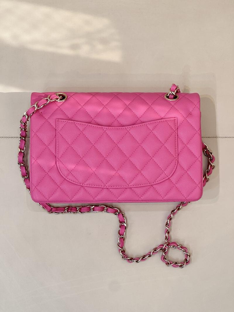 Small Chanel Grained Calfskin Flap Bag Rose A01117