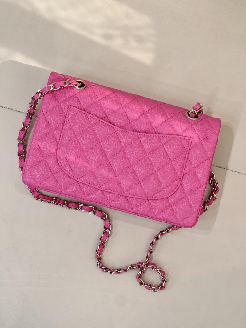 Small Chanel Grained Calfskin Flap Bag Rose A01117