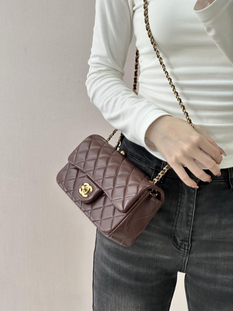 Small Chanel Lambskin Flap Bag Burgundy AS1787