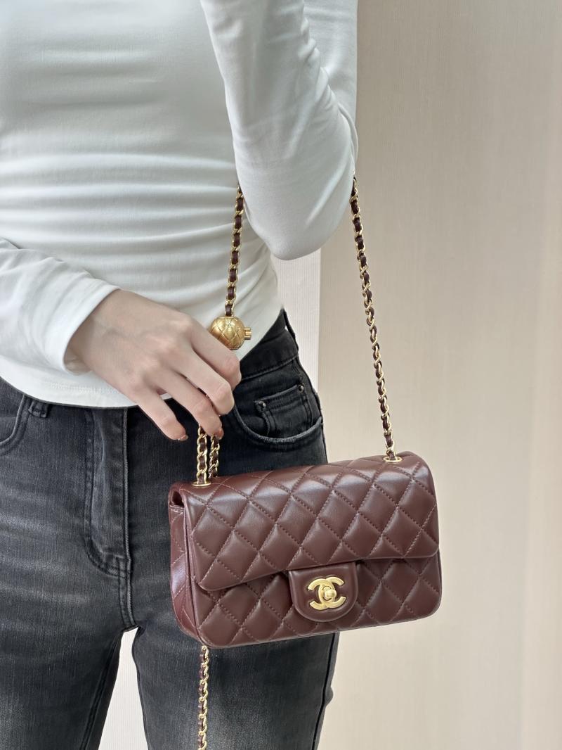 Small Chanel Lambskin Flap Bag Burgundy AS1787