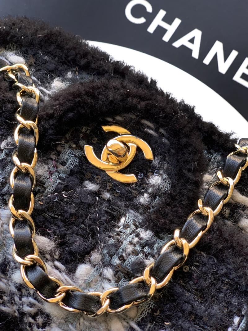 Small Chanel Tweed Flap Bag A01116 Black