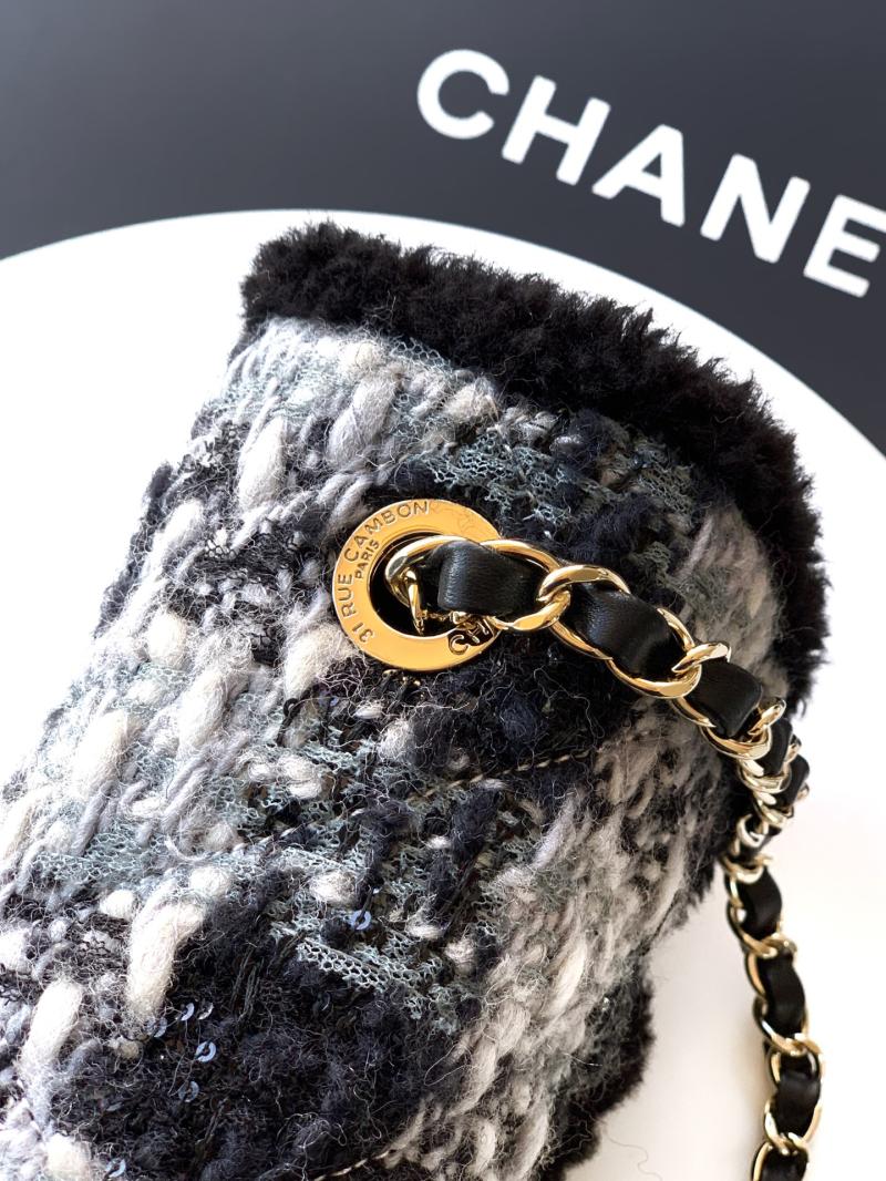 Small Chanel Tweed Flap Bag A01116 Black