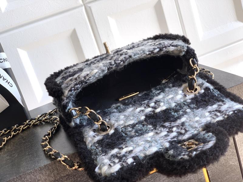 Small Chanel Tweed Flap Bag A01116 Black