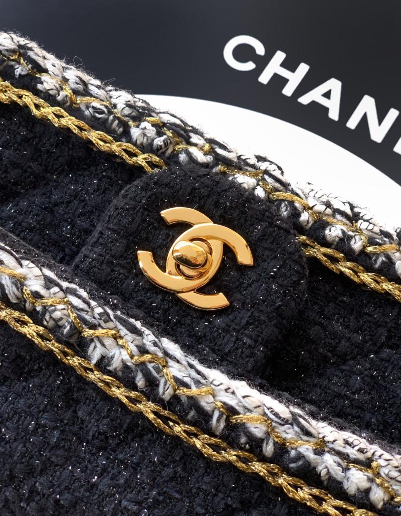Small Chanel Tweed Flap Bag Black A01116