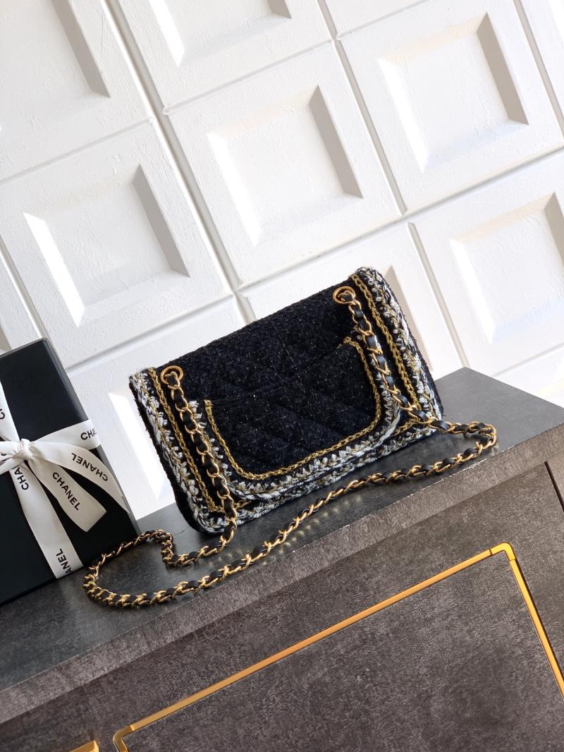 Small Chanel Tweed Flap Bag Black A01117