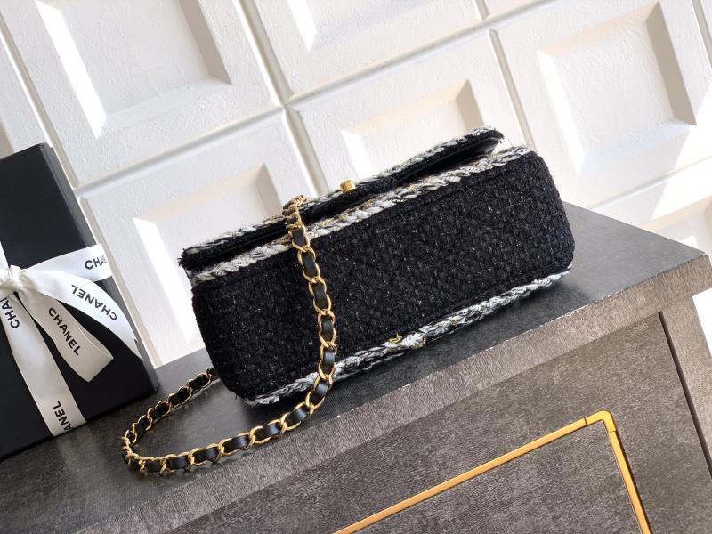 Small Chanel Tweed Flap Bag Black A01117