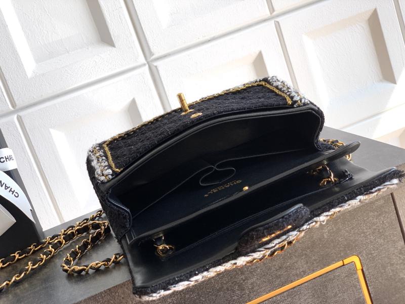 Small Chanel Tweed Flap Bag Black A01117