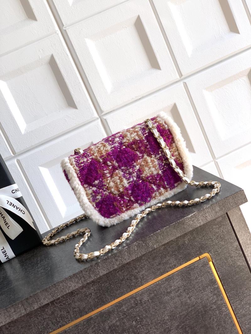 Small Chanel Tweed Flap Bag Pink A01116